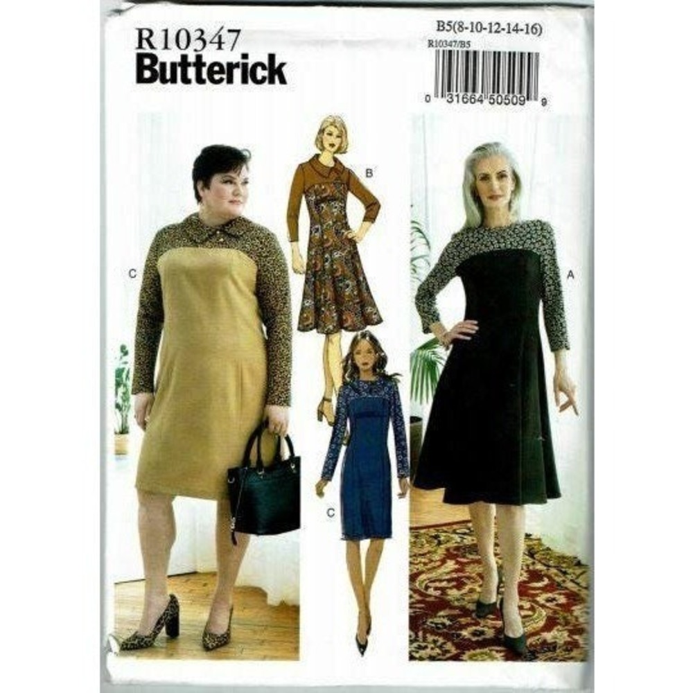 Butterick Sewing Pattern R10347 Misses Size 8-16 Dress Princess Seam Yoke FF